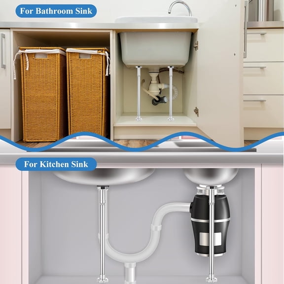 2 Pcs Undermount Sink Brackets, Adjustable Stainless Steel Sink Support Pole, No Drill Mounting and Repair Kit for Kitchen, Bathroom, 19.7-31.5 Inches$$Tools & Hardware Other