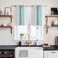 thumbnail image 2 of Teal Aqua Stripes Kitchen Curtains Small Short 39 Inch Length, Minimalist Abstract Vertical Lines Grommet Top Bedroom Living Room Curtains, Light Filtering Cafe Curtain Drapes 2 Panels Set 55''x39'', 2 of 9