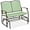 Sage Green/Brown, variant on YKITRD 2-Person Outdoor Patio Swing Glider Steel Bench Loveseat Rocker for Deck, Porch w/Textilene Fabric, Steel Frame - Navy/Black