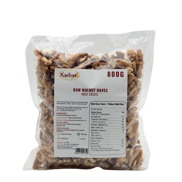 Kasturi Raw Walnuts Halves 800g, Unsalted Walnut Snack