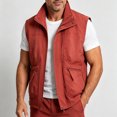 thumbnail image 5 of Atkumj Men Fishing Vest Fashion Multi‑Functional Stand Collar Zip Up Drawstring Hem Oversized Vests Casual Solid Color Loose Mens Outerwear Vests for Outdoor Activity XL, 5 of 6