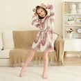 thumbnail image 3 of FORMRS Niños Bathrobe Unisex Hooded Robe Soft Plush Pajamas Sleepwear, Size 7-9T, Soft Pink Pattern, 3 of 7