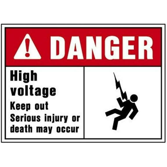 HY-KO Products 5081 Danger HIGH Voltage Heavy Duty Plastic OSHA Sign, 10 in x 14 in, White/Black/White/Red