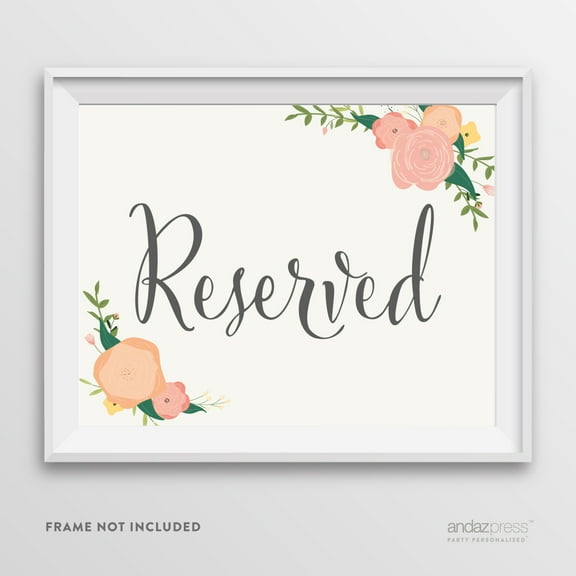 Reserved Floral Roses Wedding Party Signs