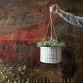thumbnail image 2 of 6.25" x 8.25" Aaliyah Small Geometric Pattern Metal Indoor Hanging Planter with Jute Rope & Decorative Wood Beads, 2 of 6