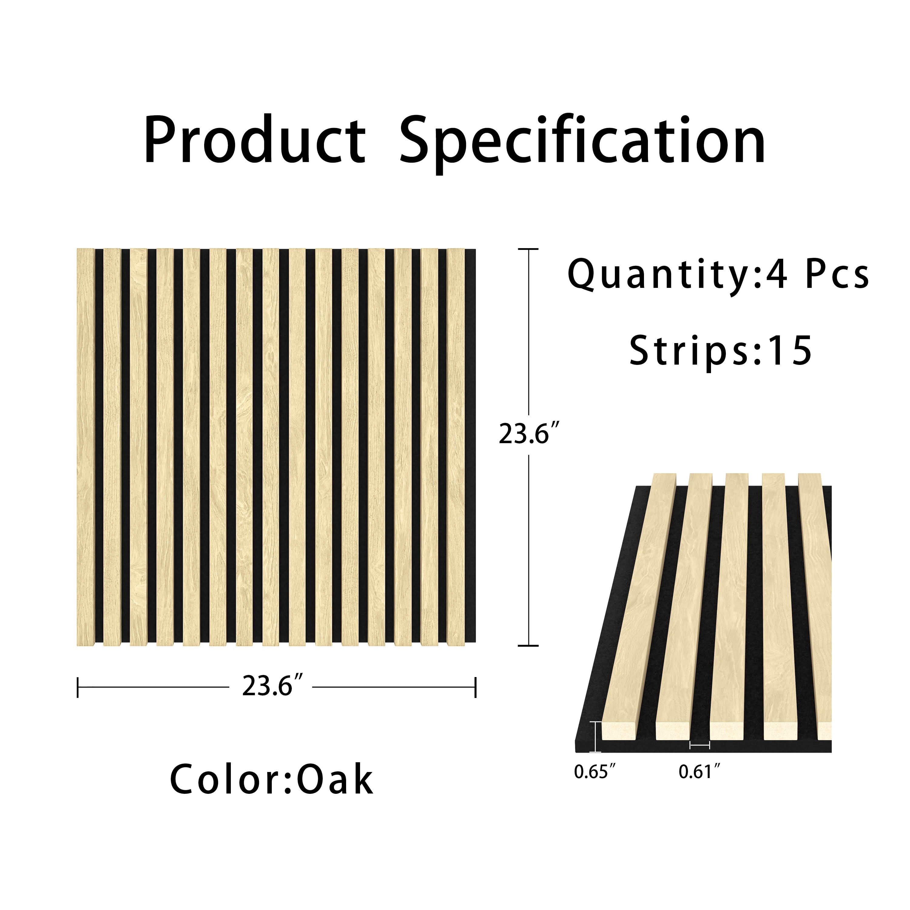 MAYEERTY Natural Wood Veneer MDF Sound Absorbing Panel for Wall Decor, 24x24x1 Inch, 4 Pack