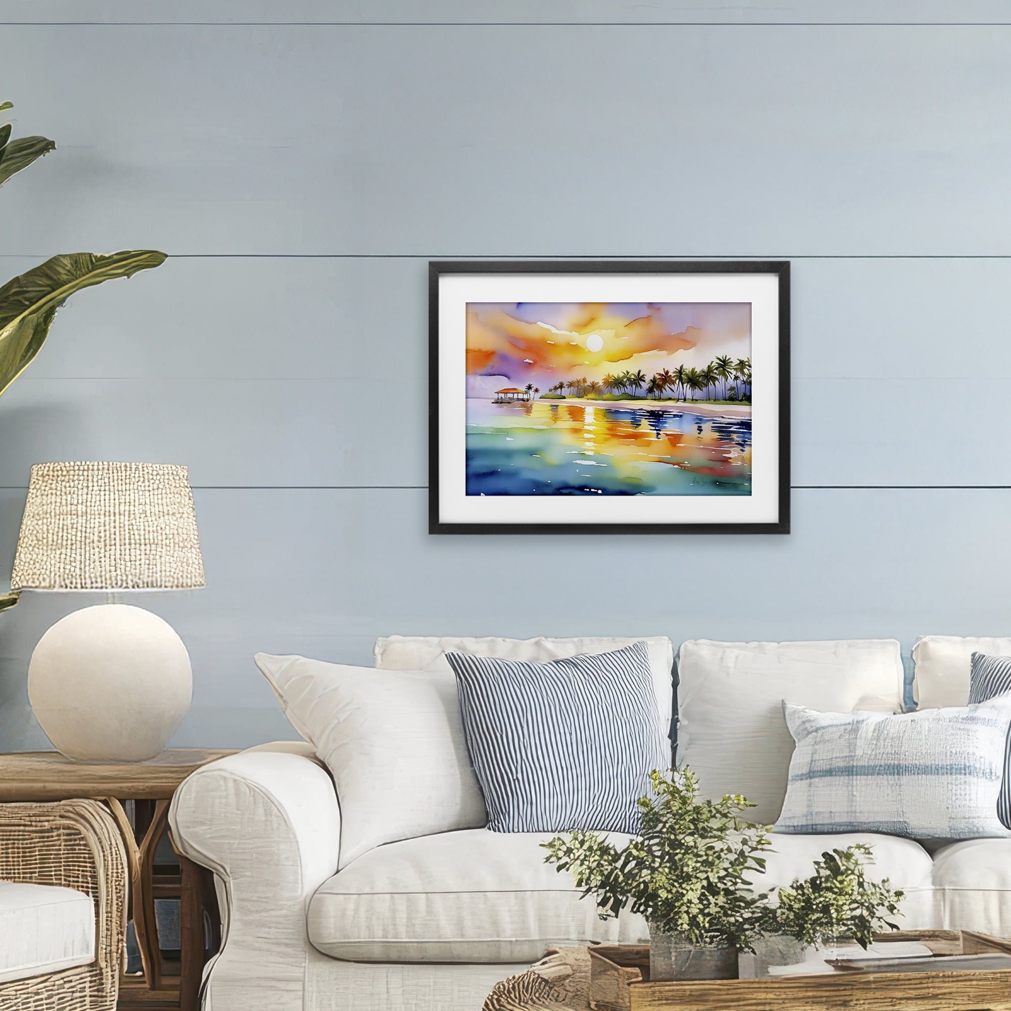 Stupell Industries Caribbean Calm Sunset Black Framed Print Under Glass, design by Shelly Craig
