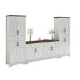 thumbnail image 2 of Noble House 108" Multifunctional TV Cabinet Set with Sideboards & Overhead Bridge, Storage for Living Room, White + Walnut, 2 of 14