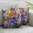 thumbnail image 3 of Orinice  Throw Pillow Cover Freesia Flower with Vintage Butterfly Stamp Letter Violet Yellow Orange Green Home Decorative Pillow Cases Cotton Linen Square Cushion Covers for Sofa Couch  White, 3 of 5