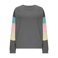 thumbnail image 4 of successthop Plus Size Womens Sweaters Casual Loose Crewneck Tops Lightweight Colorful Stripe Long Sleeve Knitwear Gray, 4 of 7