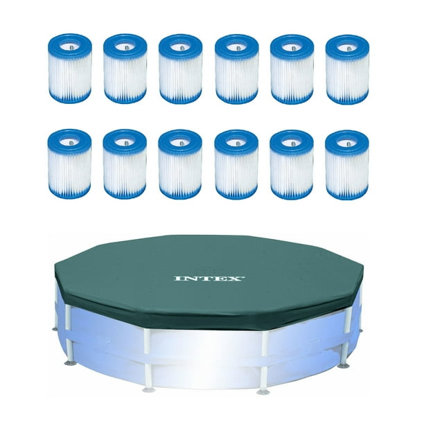 Bevestiging rook Optimisme Intex Filter Cartridge for Swimming Pool (12 Pack) w/ Intex 10-Foot Pool  Cover - Walmart.com