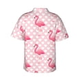 thumbnail image 3 of Balery Cute Flamingo with Heart Print Men's Hawaiian Shirts Short Sleeve Beach Shirt Relaxed Fit Vacation Button Down Shirts-X-Large, 3 of 8