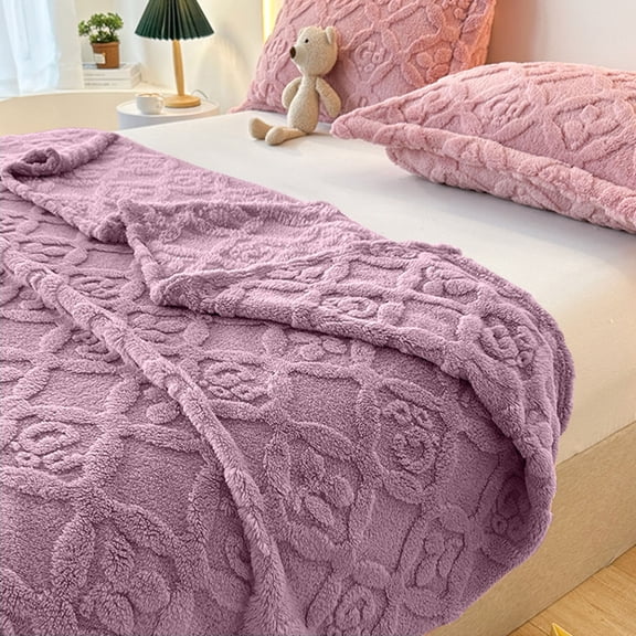 Solid Color Clover Taffeta Flannel Rolled Edge Blanket 100 * 150Cm (Cross-Border Packaging) Polyester Blanket Colro:B Material:Plush
