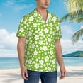 thumbnail image 5 of Daiia Green White Flowers Hawaiian Shirt for Men Gentle Cotton Regular Short Sleeve Casual-Small, 5 of 9