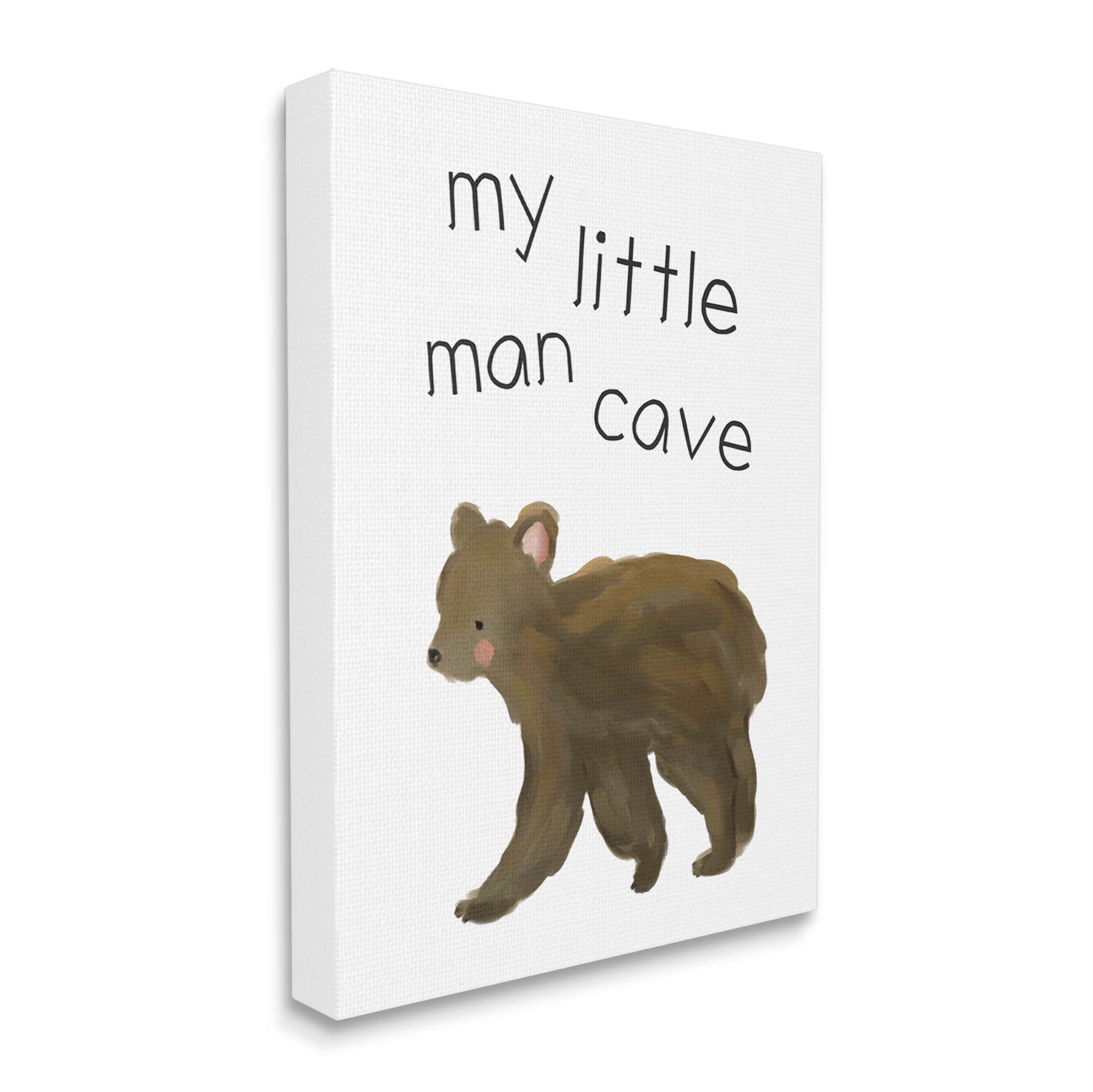 Stupell Industries My Little Man Cave Bear Graphic Art Gallery Wrapped Canvas Print Wall Art, Design by Leah Straatsma