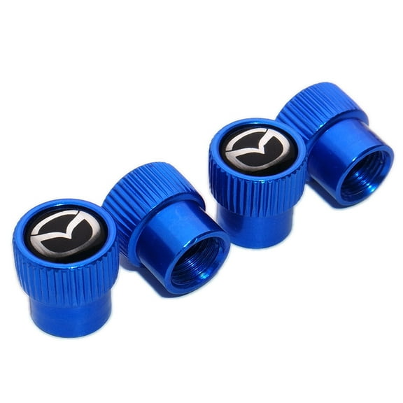 4pcs Universal Fit Mazda Car Wheels Tire Air Valve Caps Stem Dust Cover Blue