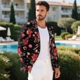 thumbnail image 3 of Chririnla Christmas Poinsettia Men's Suit Jacket One Button Dress Suit Dinner Sports Coats Tuxedo Blazer for Festival Party Dinner, 3 of 7