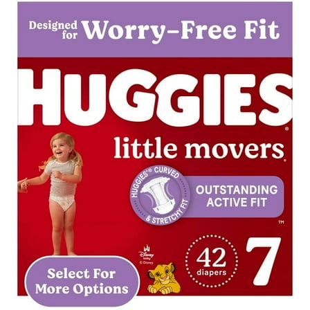 ( Pack of 2) Huggies Little Movers Baby Diapers, Size 7 (41  lbs), 42 Ct (Select for More)