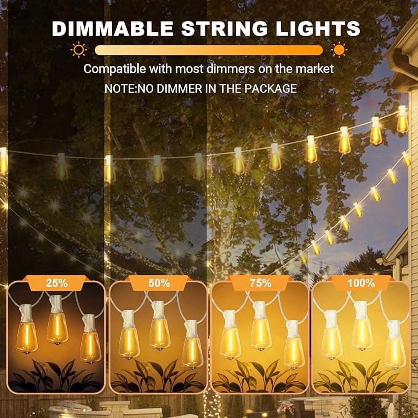 2-Pack 26FT Waterproof Outdoor String Lights, Connectable Patio Lighting with 12+1 Shatterproof ST38 Edison LED Bulbs, Ideal for Yard, Garden, Porch & Party Decor