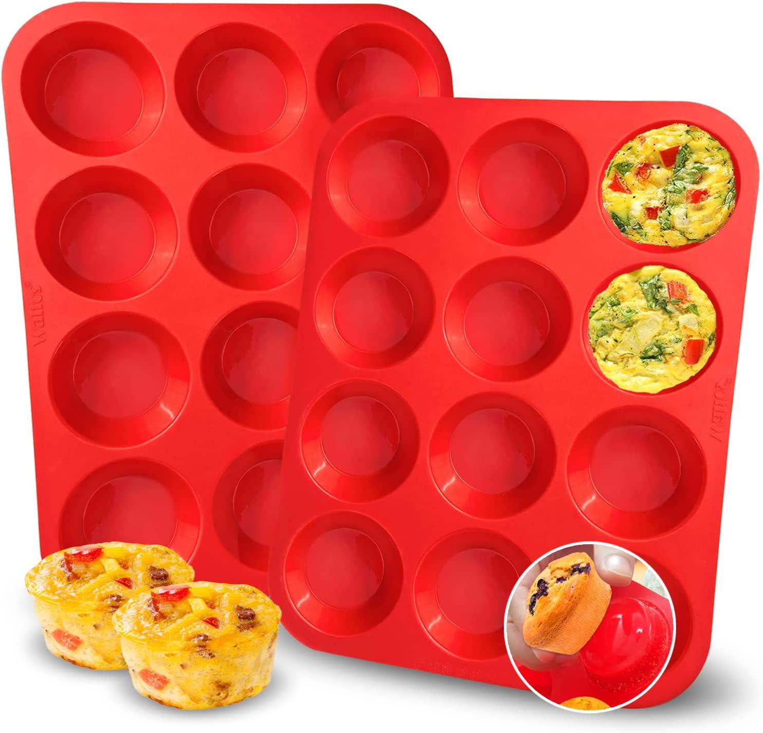 Silicone Muffin Pan 12 Cups Regular Silicone Cupcake Pan, Nonstick and