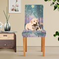 thumbnail image 4 of Yayeee 4 Pack Dining Chair Covers Stretch Parson Chairs Slipcovers Seat Protector, Purple Forest Scene, 4 of 6