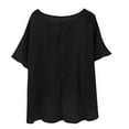 thumbnail image 3 of Black Womens Blouses Women's Summer Short Sleeved Solid Color Casual Loose Cloud Cotton Comfortable Top Ladies Tops and Blouses, 3 of 6
