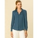 thumbnail image 3 of Camisa de trabajo de manga larga con blusa elegante con cuello en V de oficina para mujer gris azul M INSPIRE CHIC Camisa, 3 of 6