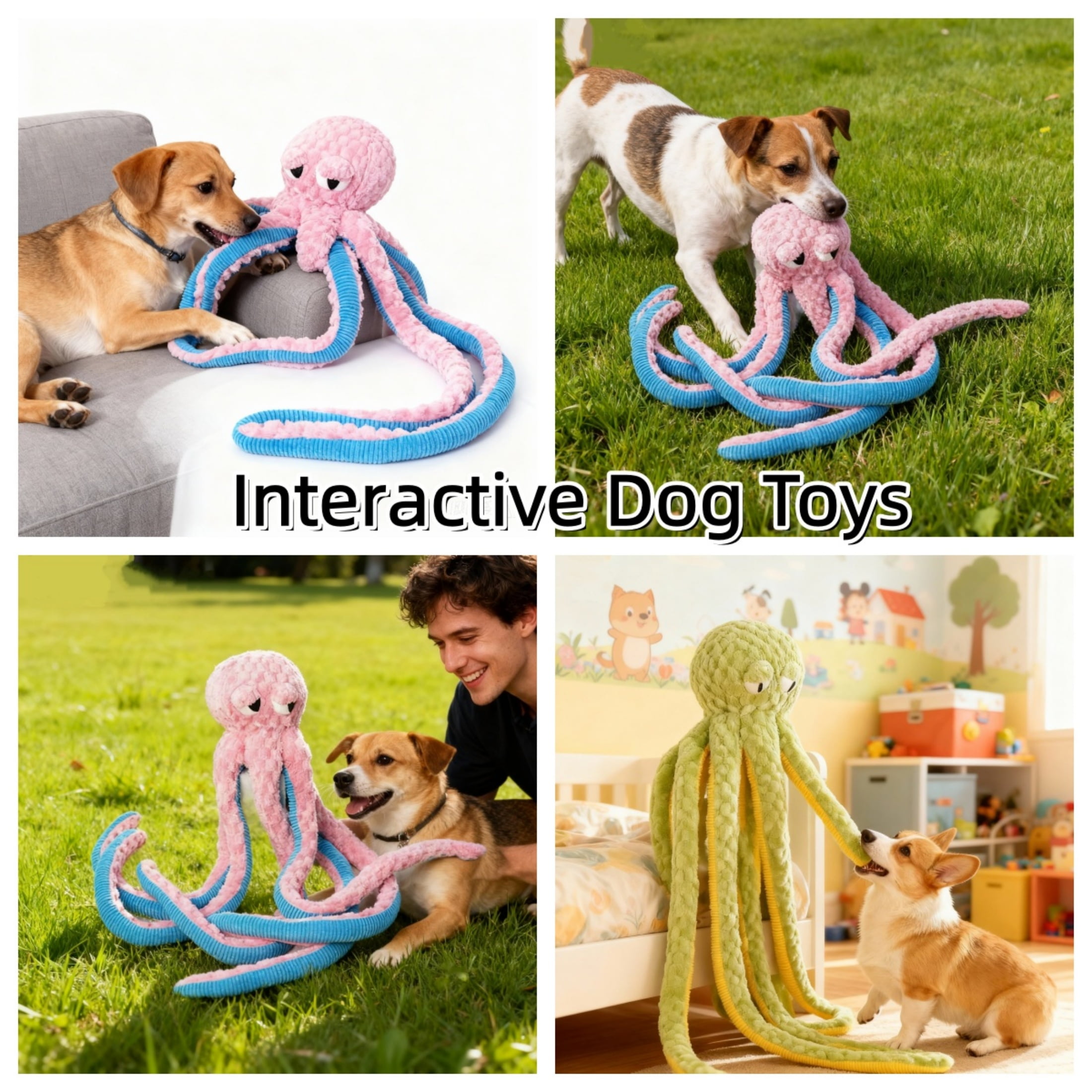 Squeaky Dog Toys Octopus -Plush Stuffed Dog Chew Interactive Toys 39.4 inch