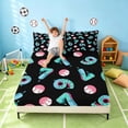 thumbnail image 3 of Manfei Sports Baseball Queen Sheets, 67 Queen Sheet Sets, Black Donut Teal 4-Piece(1 Flat Sheet, 1 Fitted Sheet and 2 Pillowcases), 3 of 6