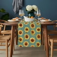 thumbnail image 2 of Turquoise Sunflowers Fall Table Runner - 72 Inch Long, Kitchen Dining Table Runner Dresser Scarves, Thanksgiving Botanical Floral Farmhouse Decor for Coffee Tables Wedding Party Banquet, 2 of 8