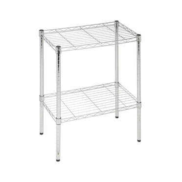 Honey-Can-Do 2-Tier Steel Adjustable Storage Shelves, Chrome, Holds up to 250 lb per shelf