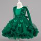 thumbnail image 4 of Odeerbi 1-9 Años Niñas 3D Mariposa Tul Vestido de Manga Larga Ruffle Alto Vestido de Princesa Bajo Para La Fiesta de Boda Cumpleaños, 4 of 9