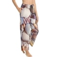 thumbnail image 6 of Salouo Sea Shells Print Women's Pajama Pants Casual Loose Sweatpants PJs Flowy Pants Drawstring Palazzo for Women Wide Leg Pants Lounge Pajama -Large, 6 of 8