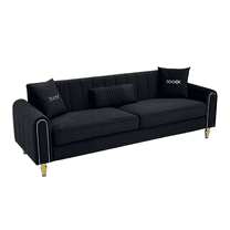 Modern 3-Seaters Velvet Sofa, Upholstered Couch With Pillows and Gold Metal Legs For Living Room Office Apartment