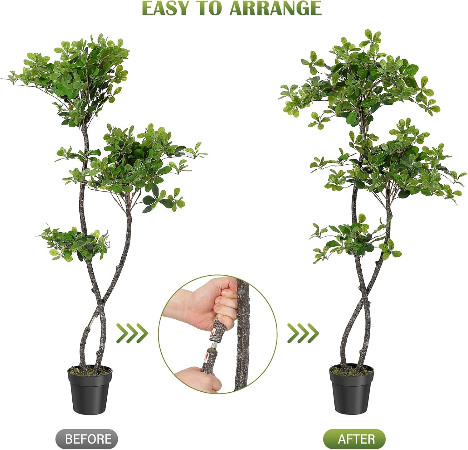 Trilenars Artificial Black Olive Tree,5Ft Tall Faux Olive Tree in Pot with 2 Tier,Fake Plants with 50 Lights and Dimmer for Indoor Living Room