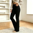 thumbnail image 4 of IUYRTFE Women's Button Fly Flare Denim Jeans High Waisted Stretch Bootcut Pants with Pockets, 4 of 6