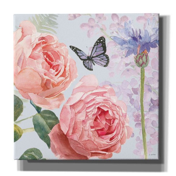 Epic Graffiti 'Boho Bouquet II Blue' by James Wiens, Canvas Wall Art, 18"x18"