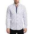 thumbnail image 2 of Men's Cotton Dress Shirt Button Long Sleeve Modern Fit Black Baroque Print M, 2 of 9