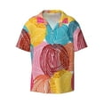 thumbnail image 4 of Uemuo Colorful Wool Balls Pattern Cotton Linen Short Sleeve Shirts,Casual Lightweight Button Down Shirts,Vacation Beach Summer Tops-4X-Large, 4 of 7