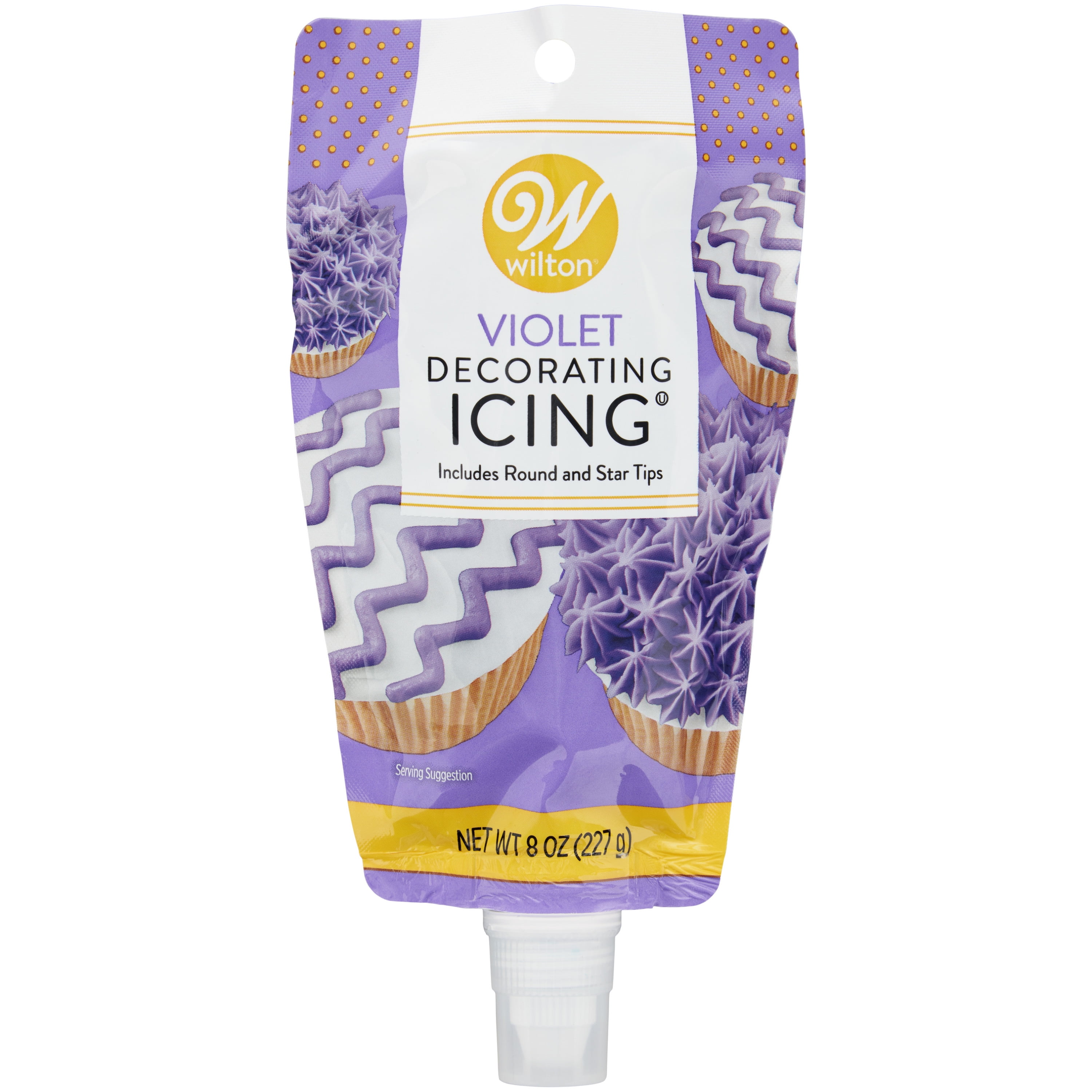 Wilton Purple Buttercream Icing Pouch with Star and Round Tips, 8 oz.