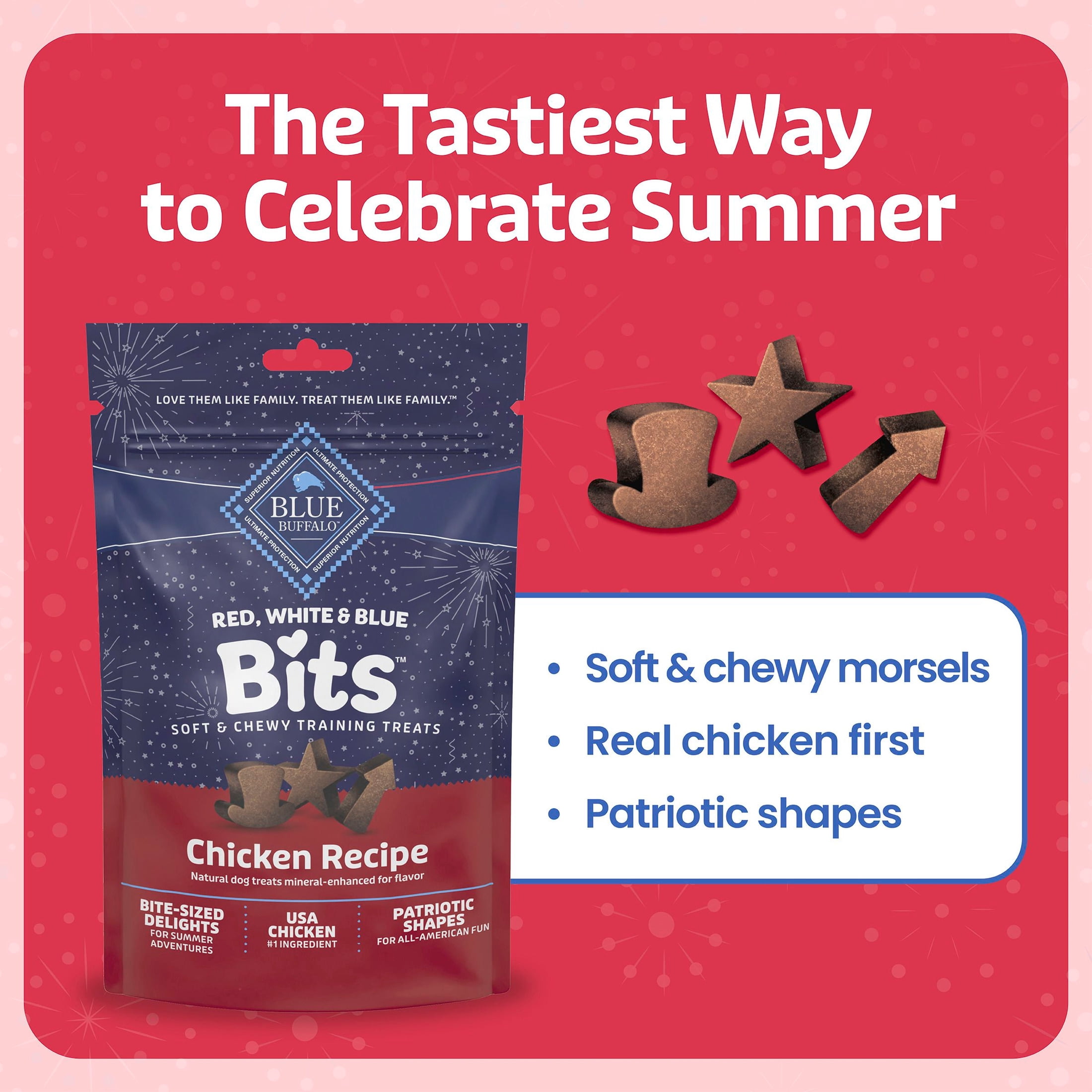Blue Buffalo Red, White & Blue Bits, Soft and Chewy Training Treats, Chicken, 4.5oz Bag