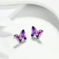 thumbnail image 3 of Purple Butterfly Earrings Amethyst February Birthstone Earrings Stud Crystal 925 Sterling Silver Jewelry Women Birthday Mother's Day Gifts Juwaliy, 3 of 9