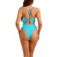 thumbnail image 3 of INSPIRE CHIC Traje de baño de una pieza con aros y cordones para mujer, traje de baño de color sólido azul claro M, 3 of 5