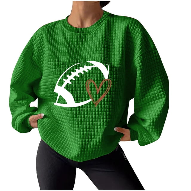 Rbaofujie Chandails pour Femmes Mode Tendance Chandails Décontractés Imprimés de Noël Manches Longues Col Rond Blouses Hauts Chandails en Molleton Sans Capuche Verts Automne Chandails à Capuchon pour Femmes