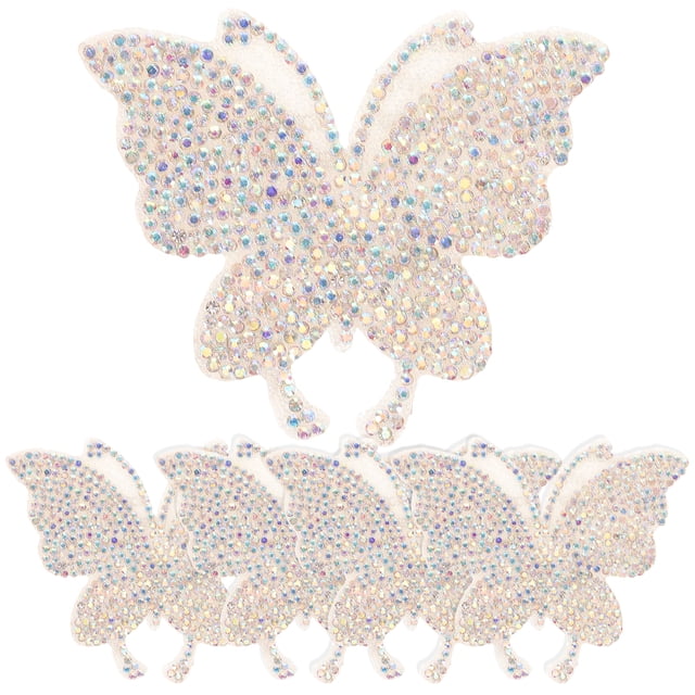 Bling Butterfly Rhinestone Stickers Adhesive Decor for Car Glass Clothing 5 Pcs Assorted Color