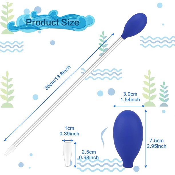 Alimentador de coral largo 3 piezas Tubo de alimentación de coral Cambiador de agua manual Limpiador de tanque de peces de acuario Pipeta de acuario multifuncional para peces de coral, 35 cm LingWen 8390612133251
