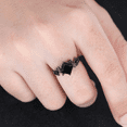 thumbnail image 2 of Gothic Black Onyx Engagement Ring- Princess Black Gemstone Wedding Ring in 14K Black Gold Vermeil, 2 of 6