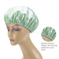 thumbnail image 3 of Bonnet de Douche, Lot de 4 Bonnets de Douche pour Femmes, Bonnet de Douche à Double Couche Imperméable Protection des Cheveux Bonnets de Douche en EVA Réutilisables(B), 3 of 7