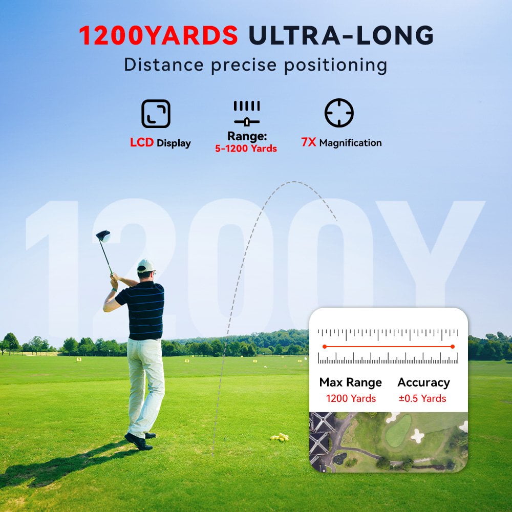 REDTIGER Golf Rangefinder 1200 Yards Laser Range Finder for Hunting, 7X Magnification Clear View, Slope Measurement, Flag Pole Lockin, Short