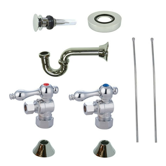 Kingston Brass CC53301VOKB30 Standard Mount Traditional Plumbing Sink Trim Kit with P-Trap and Overflow Drain, Polished Chrome